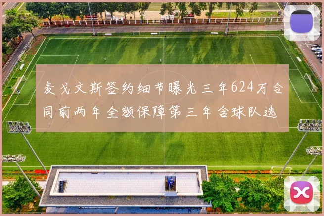麦戈文斯签约细节曝光三年624万合同前两年全额保障第三年含球队选项